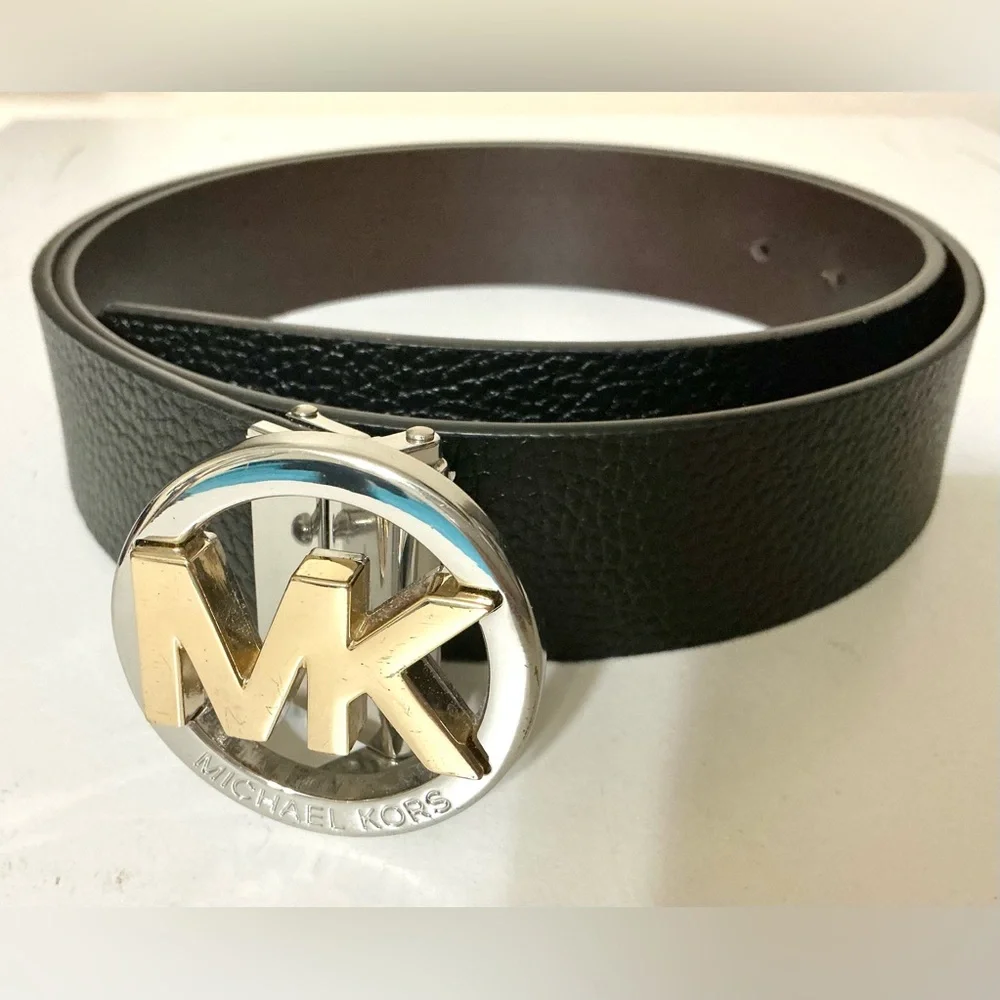 Michael Kors Reversible Logo Belt Leather Black, Brown M/L